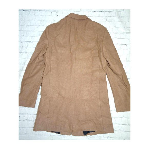 Find Men's Single Button Breasted Wool Peacoat Camel Brown Color, Sz M - Picture 2 of 9